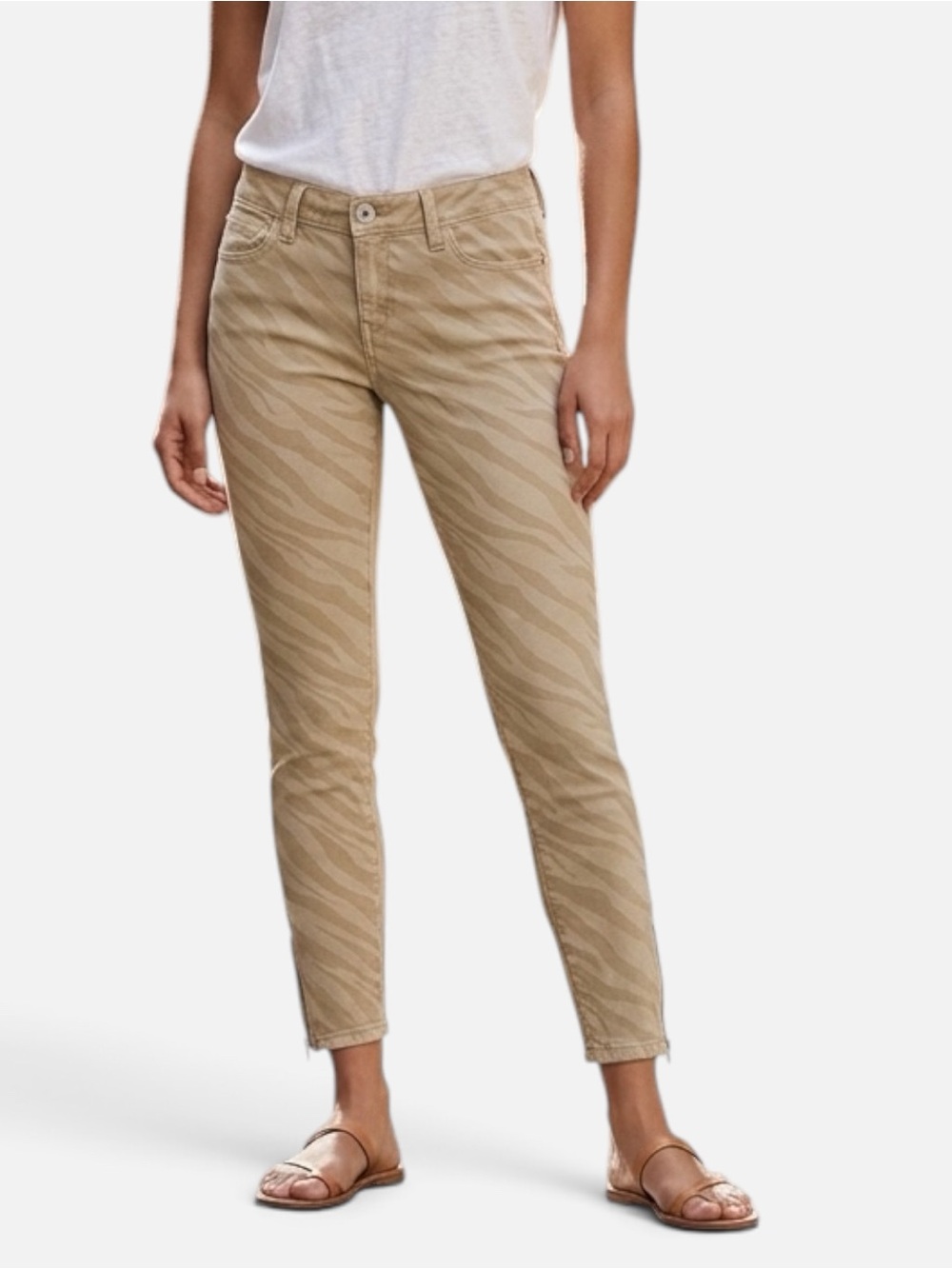 Banana Republic Heritage Retro Y2K Low Rise Ankle Jean in Tan Zebra Stripe SZ 27